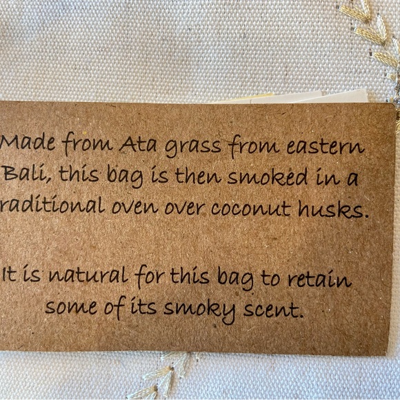 NWT 8” round rattan boho style ATA Grass cross body purse leather strap. - Picture 5 of 16